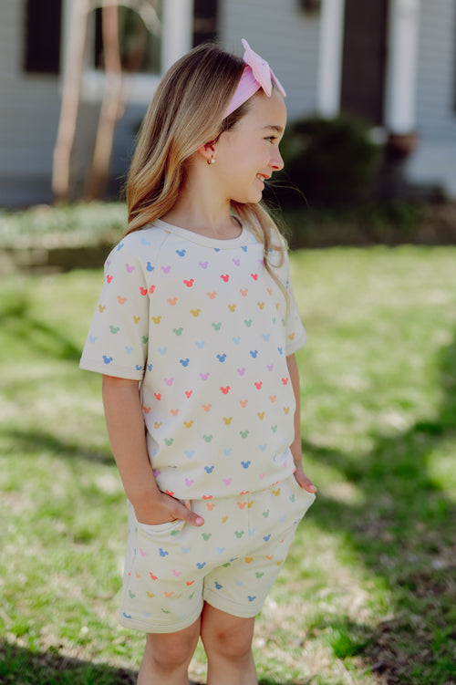 Short Sleeve Jogger Set in Pastel Mickey Mouse