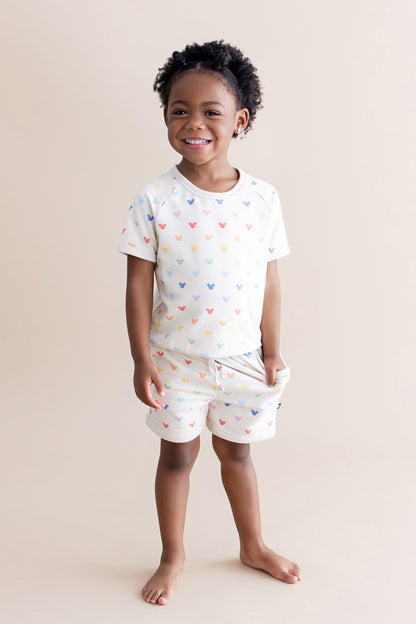 Short Sleeve Jogger Set in Pastel Mickey Mouse