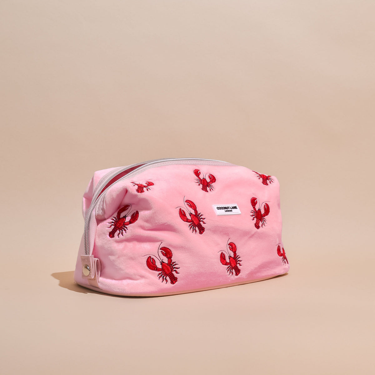Expandable Makeup Bag - Pink Velvet Lobster