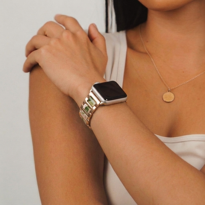 Stainless Steel Apple Watch Strap - Pink, Green & Rose Gold