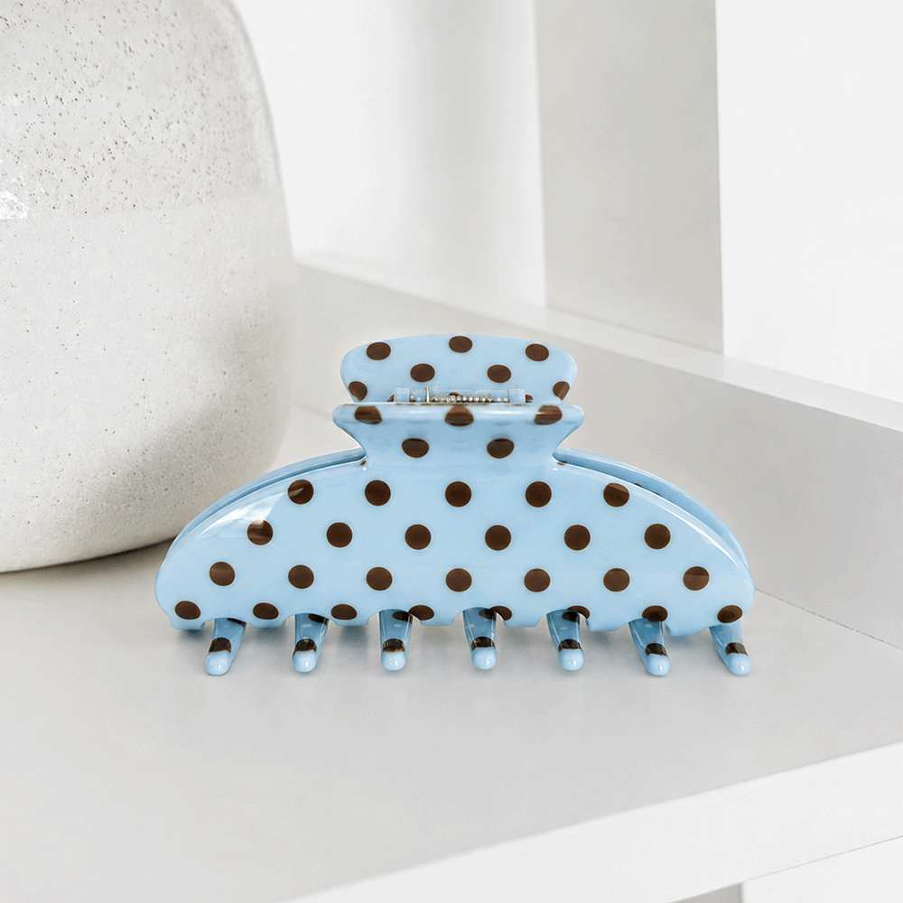 Powder Blue Polka Dot Claw Clip