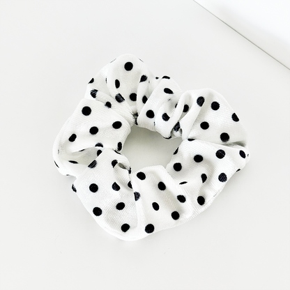 White Polka Dot Scrunchie