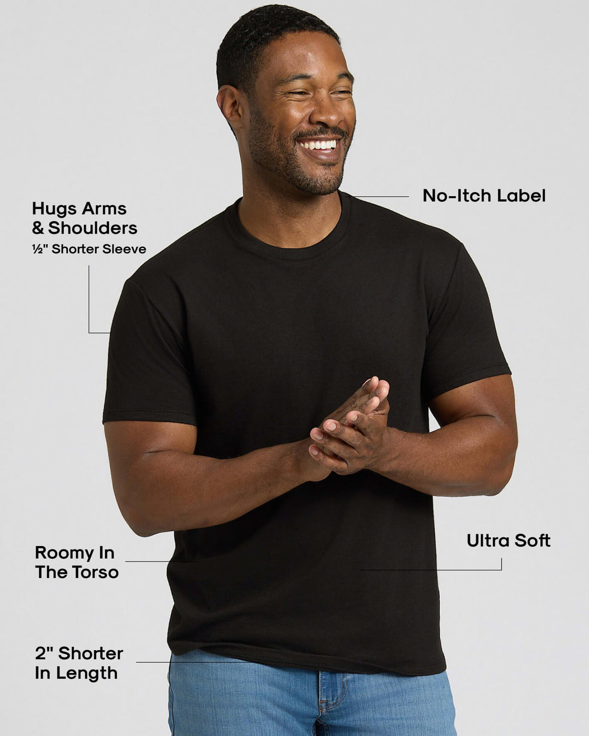All Black Short Classic Crew Neck 6-Pack