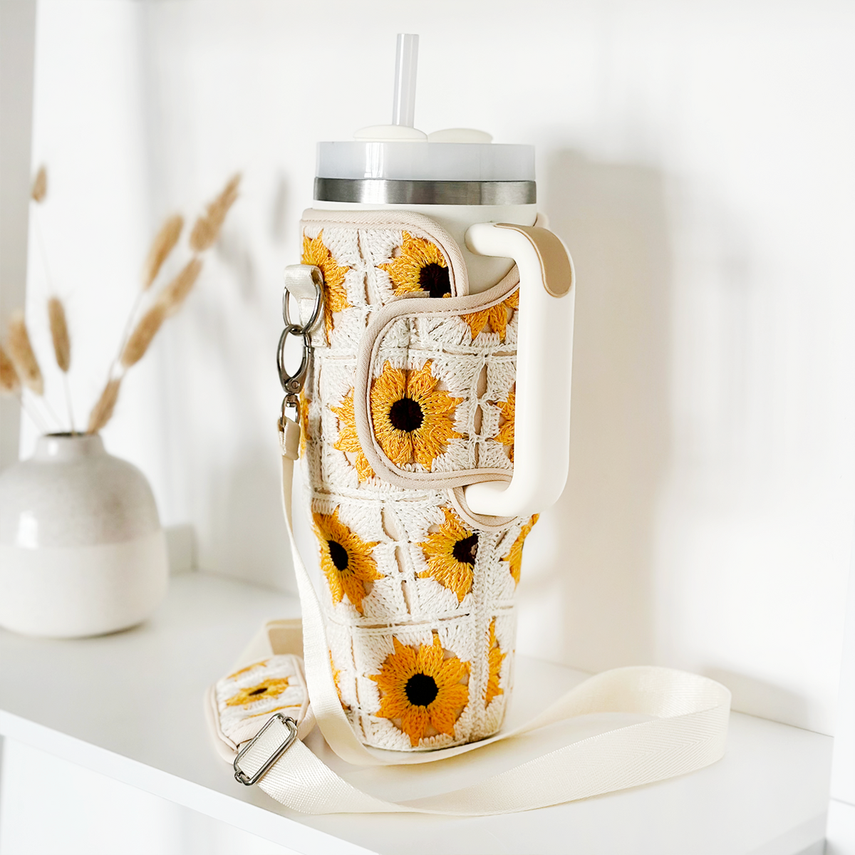Tumbler Carry Case - Sunflower Crochet