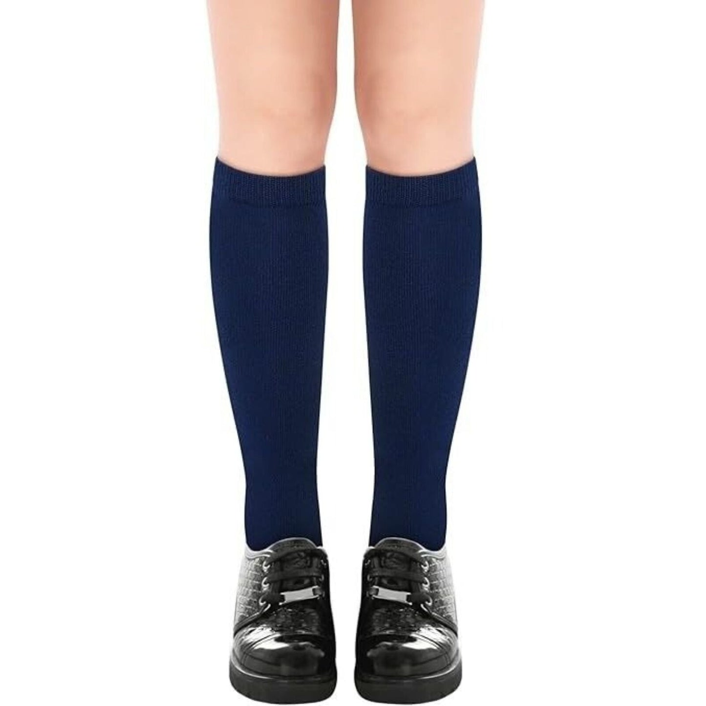 1X Pair School Uniform Knee High Socks Cotton Rich Girls Boys Kids Navy
