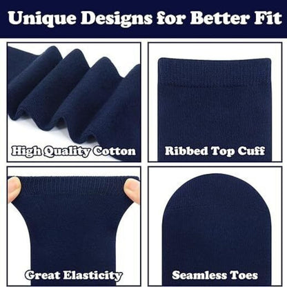 1X Pair School Uniform Knee High Socks Cotton Rich Girls Boys Kids Navy
