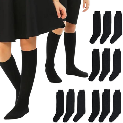 12X Pairs School Uniform Knee High Socks Cotton Rich Girls Boys Kids Bulk Black