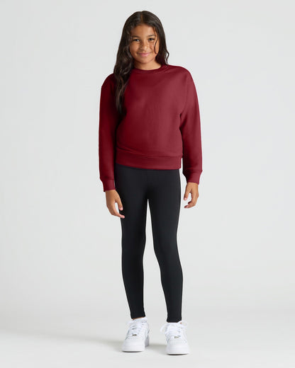 Girls Black & Dark Maroon Slouch Pullover Crew 2-Pack