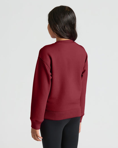 Girls Black & Dark Maroon Slouch Pullover Crew 2-Pack