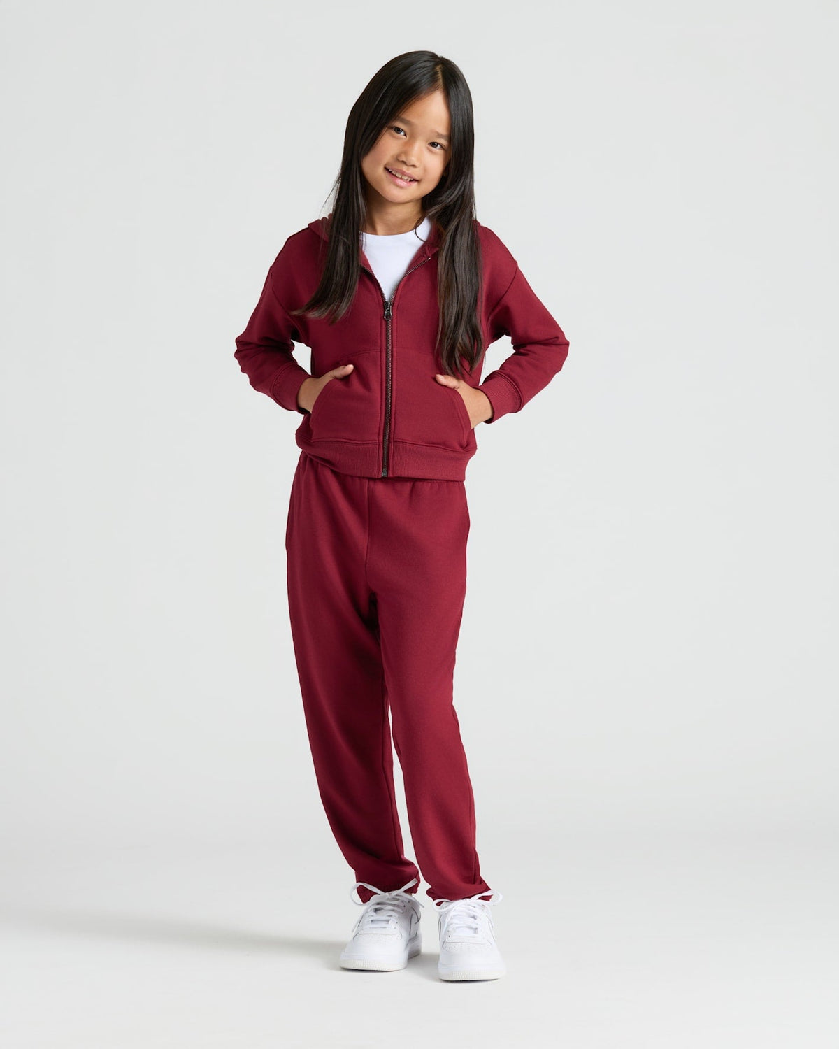 Girls Black & Dark Maroon Relaxed Joggers 2-Pack