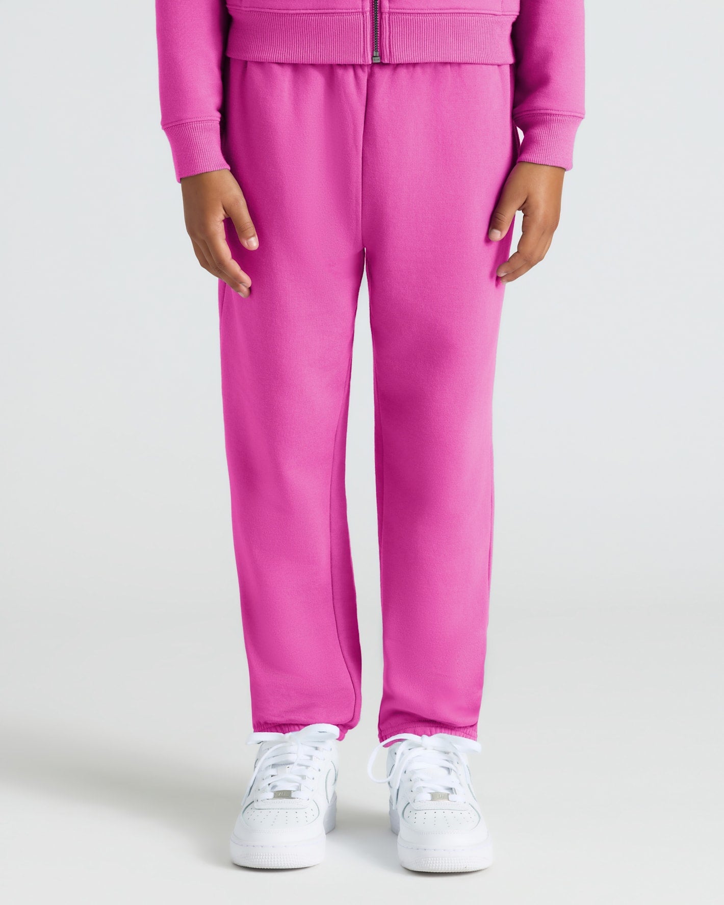 Girls Electric Fuchsia Cropped Zip Hoodie & Relaxed Joggers 2-Pack
