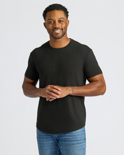 Black & White Curved Hem Classic Crew Neck 10-Pack