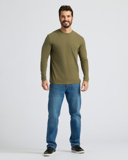 Military Green Classic Long Sleeve Crew Neck