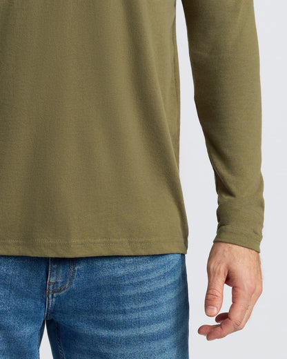Military Green Classic Long Sleeve Crew Neck