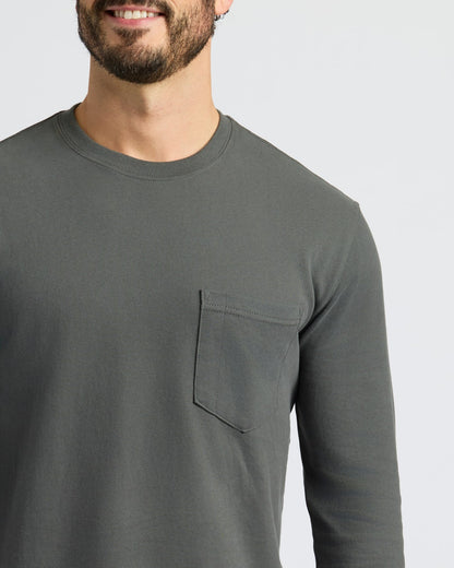 Carbon Heavyweight Long Sleeve Pocket Crew