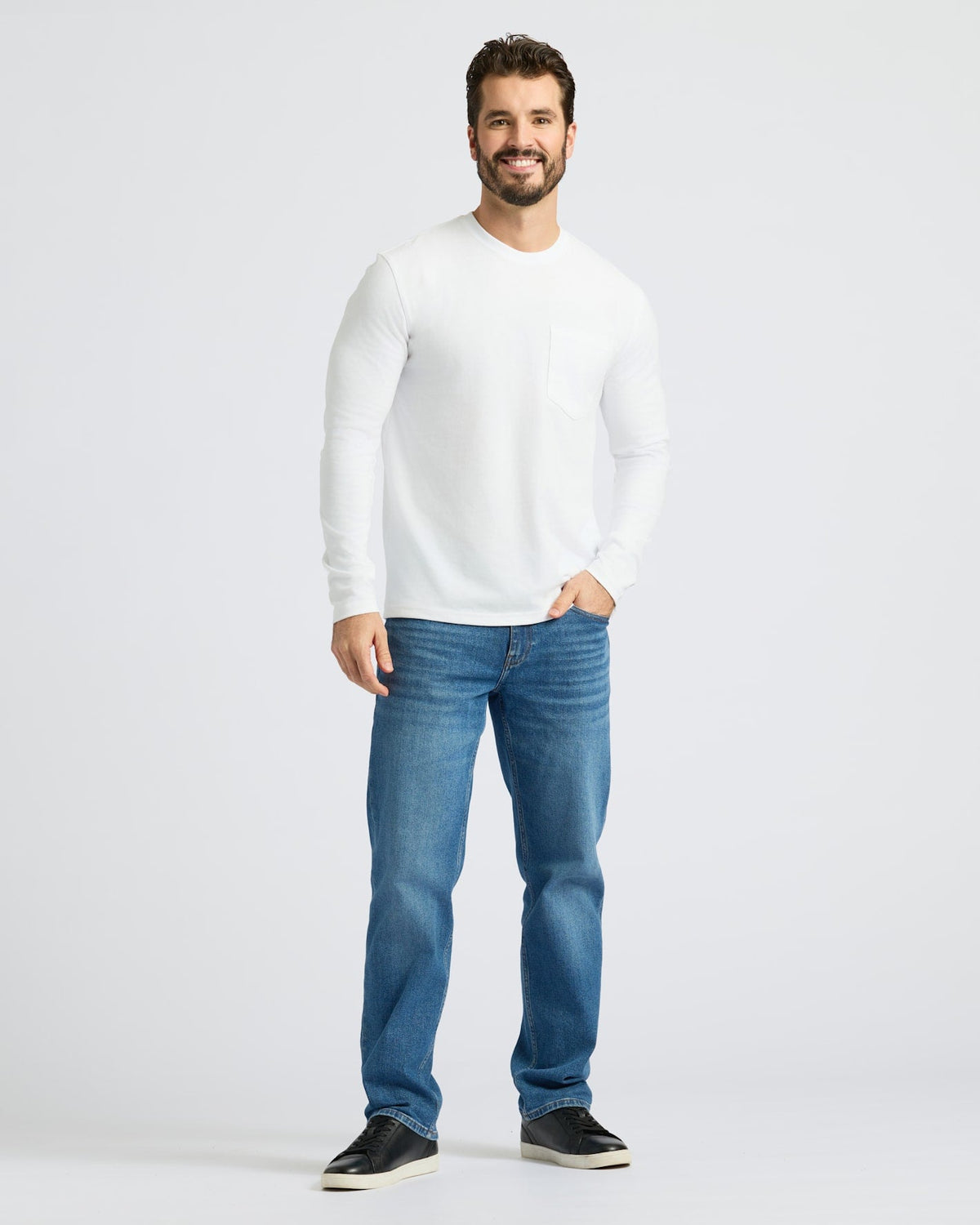 Black & White Heavyweight Long Sleeve Pocket Crew 2-Pack