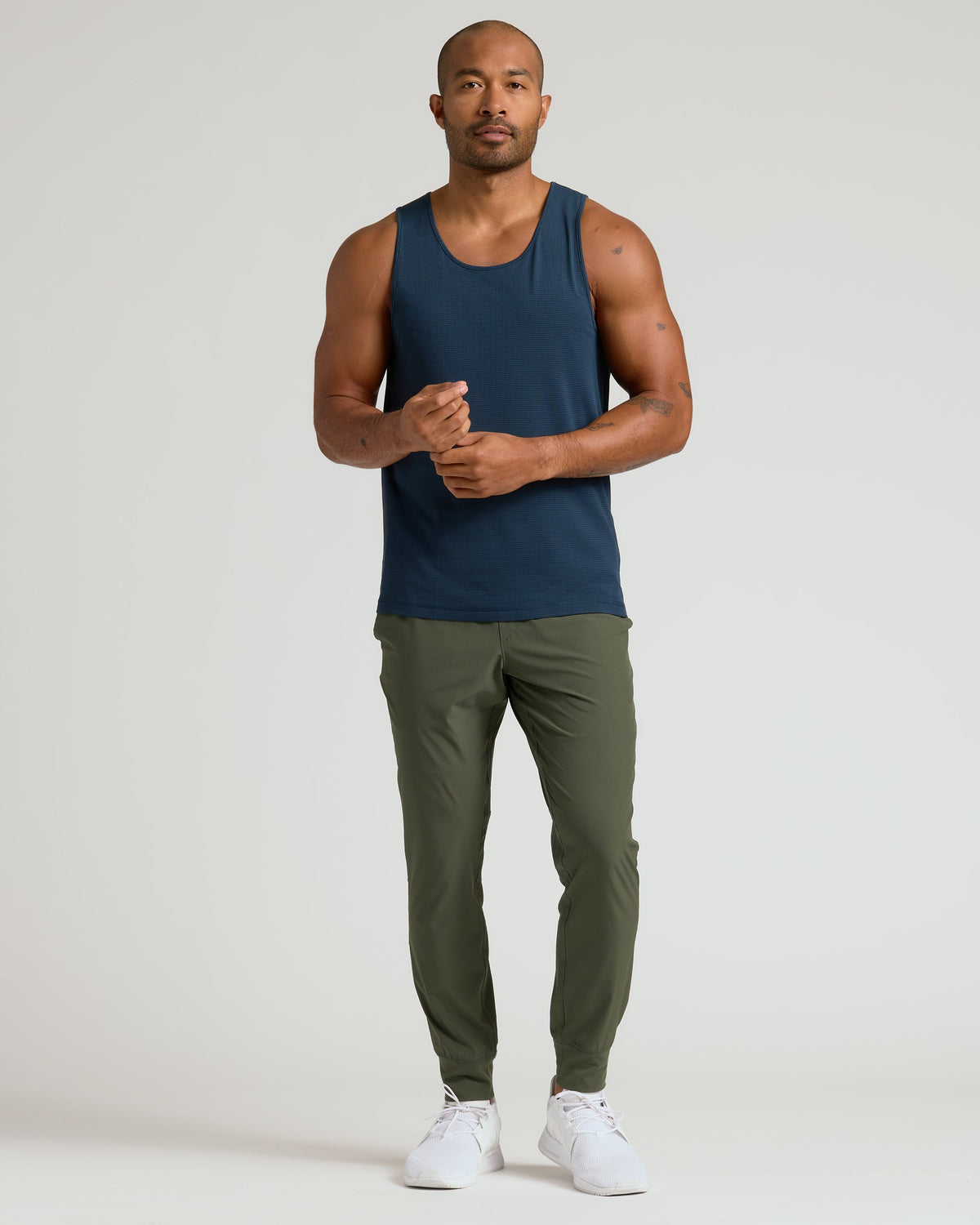 Navy Sleeveless Active Mesh Tank