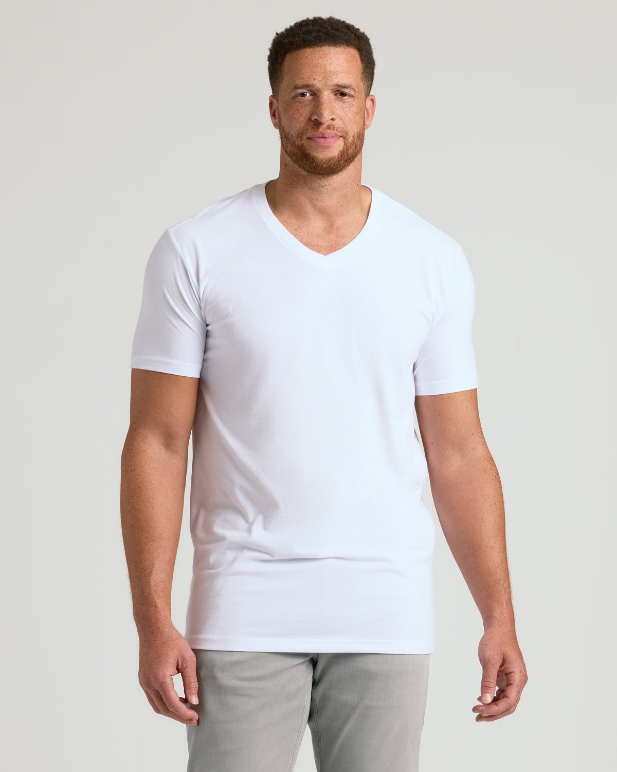 White Short Sleeve Tall Classic V-Neck 6-Pack