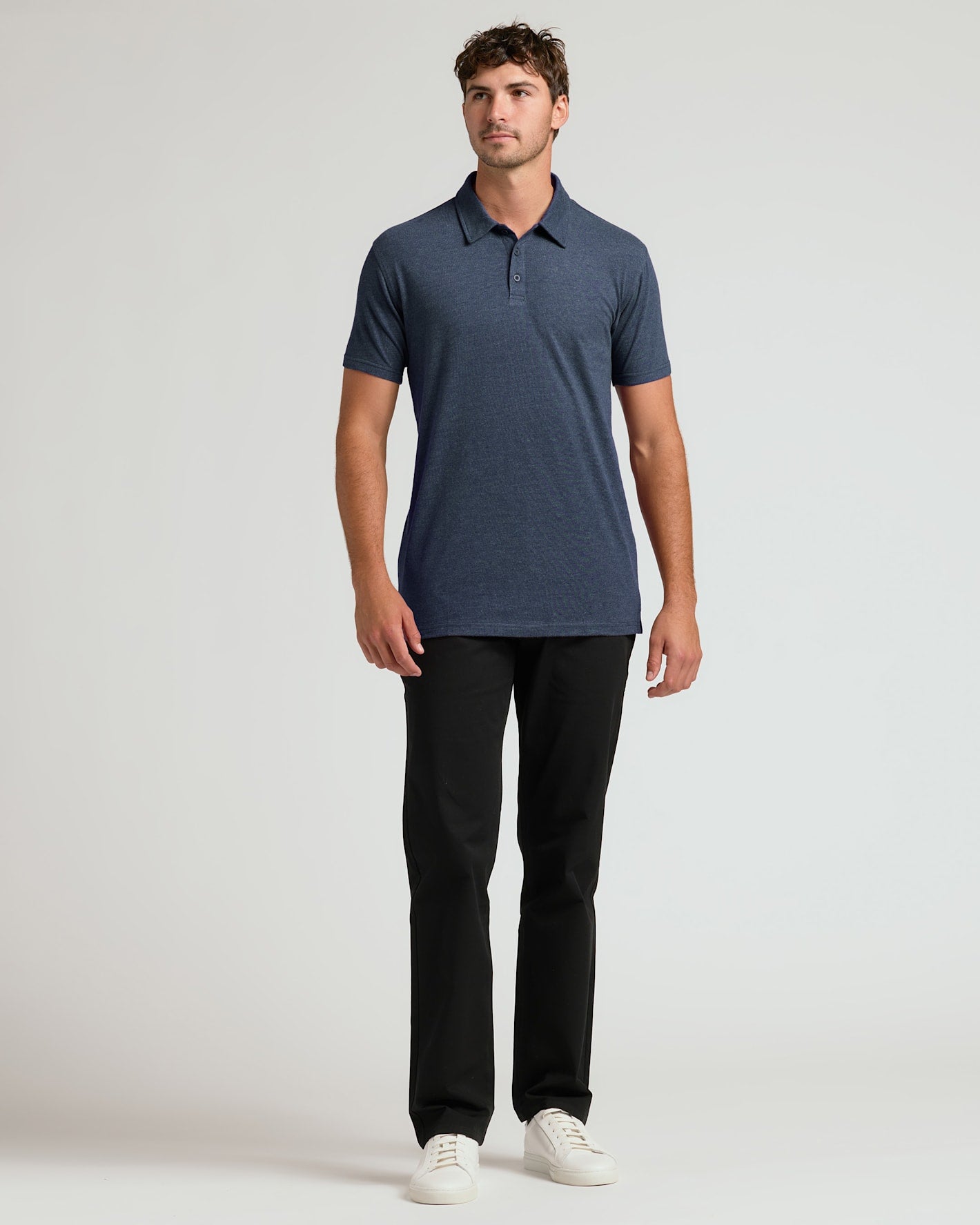 Heather Navy Short Sleeve Tall Polo