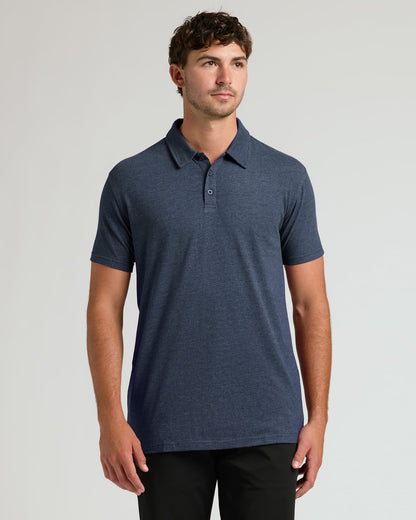 Heather Navy Short Sleeve Tall Polo