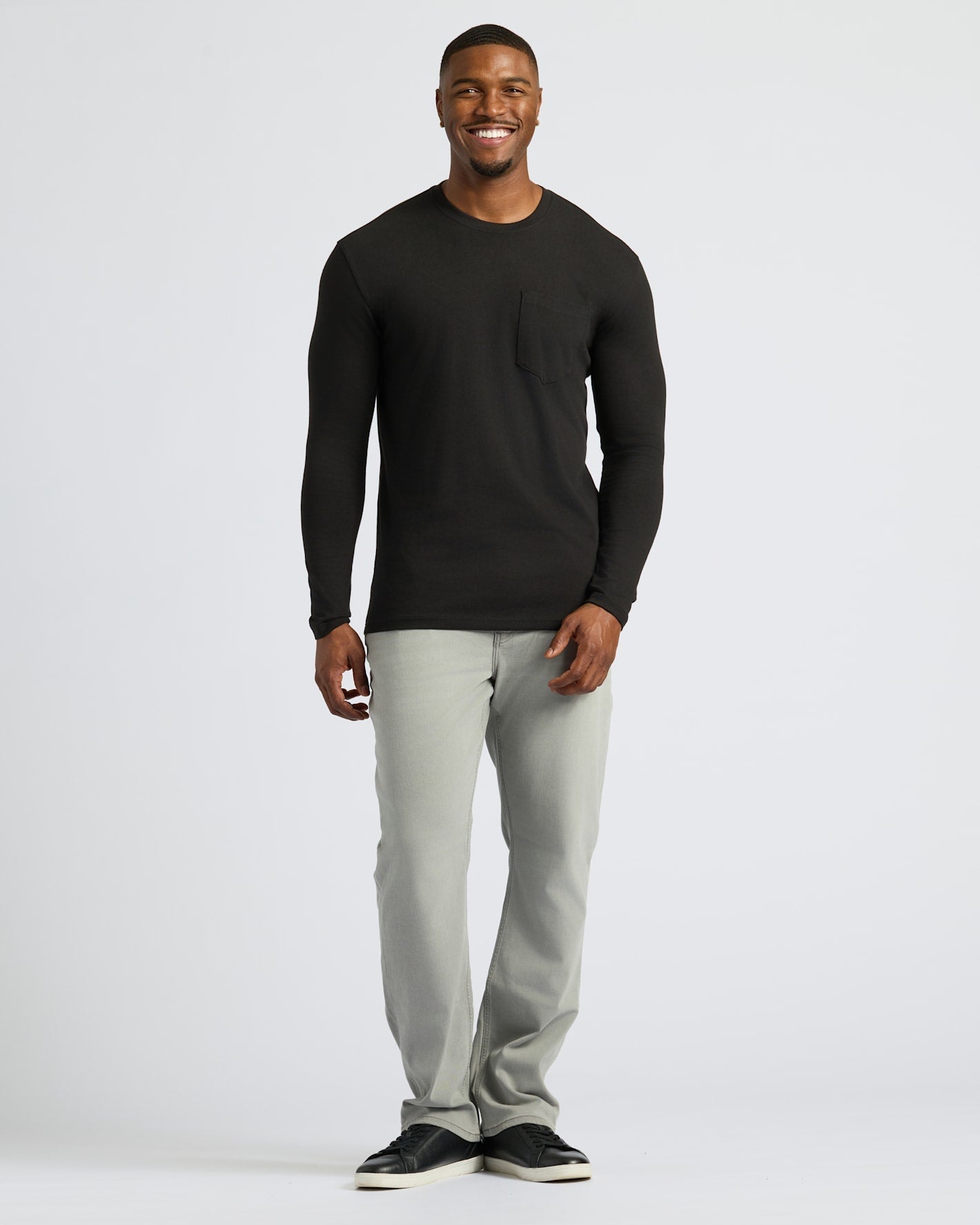 Black Tall Heavyweight Long Sleeve Pocket Crew 4-Pack