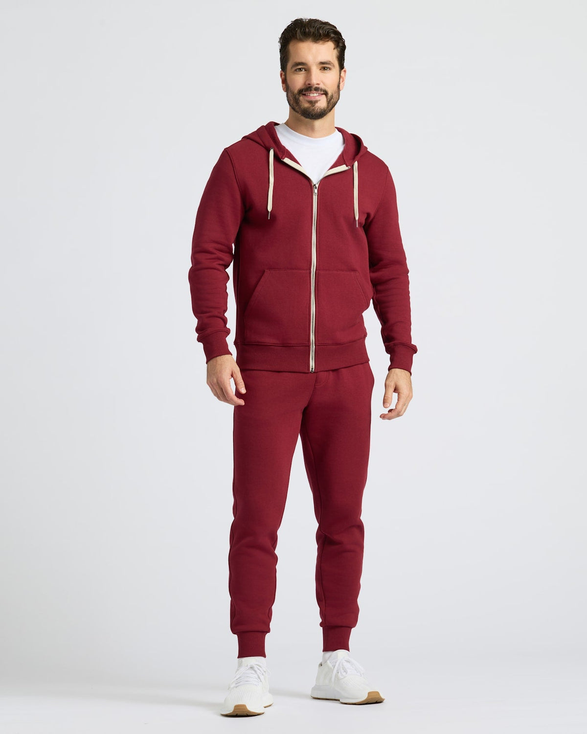 Dark Maroon Fleece French Terry Zip Hoodie