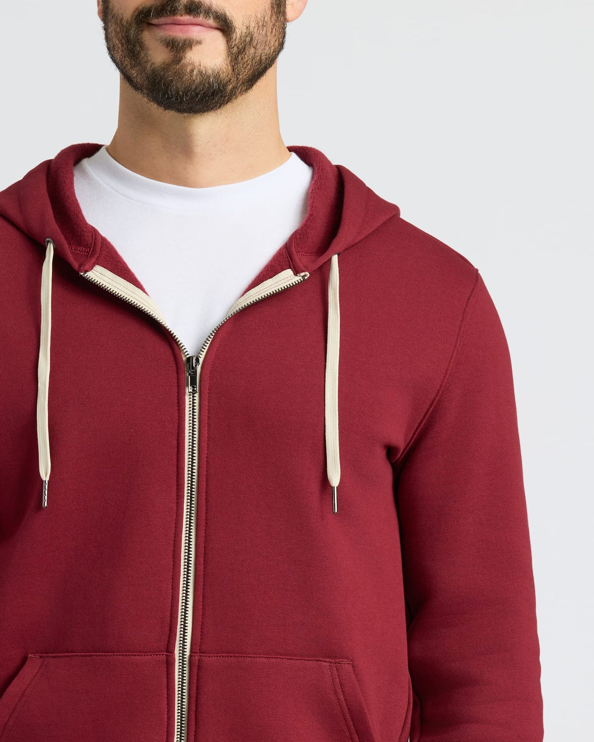 Dark Maroon Fleece French Terry Zip Hoodie
