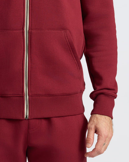 Dark Maroon Fleece French Terry Zip Hoodie