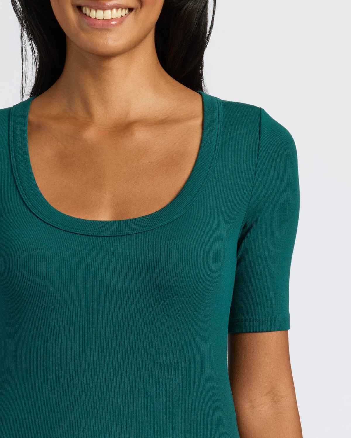 Womens Ribbed 3/4 Sleeve Scoop Neck Tee 3-Pack