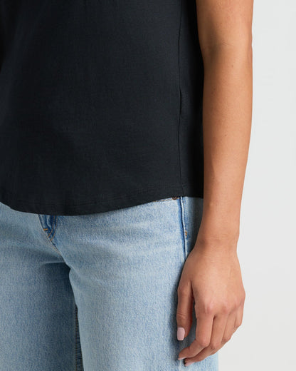 Womens Black & White Relaxed Slub V-Neck Tee 4-Pack