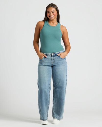 Womens Stormcloud Ribbed High Neck Tank