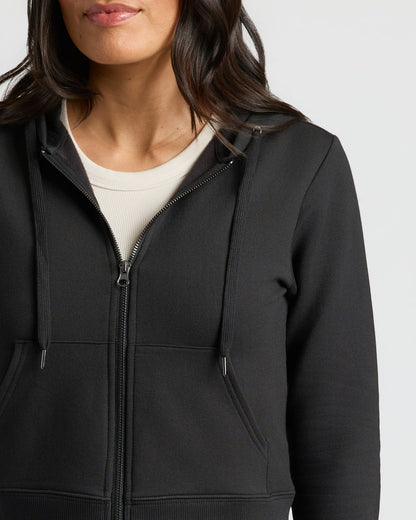 Womens Black Crop Zip Hoodie & Relaxed Jogger 2-Pack