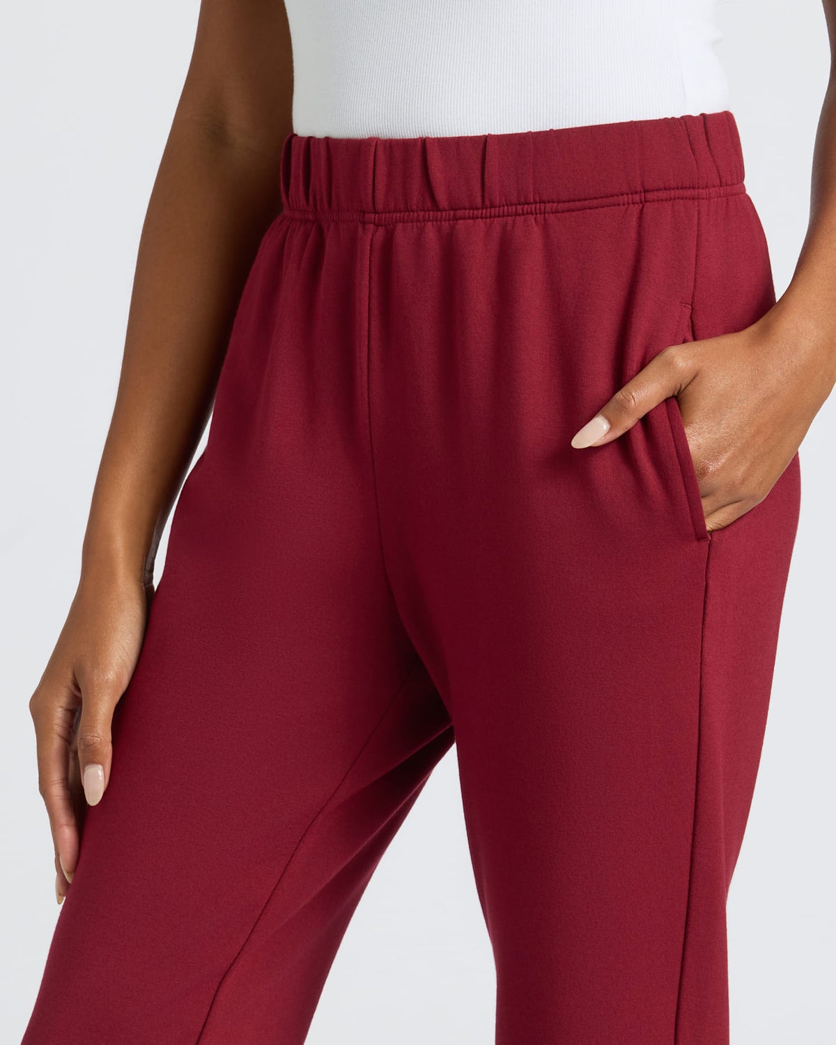 Womens Dark Maroon Crop Zip Hoodie & Relaxed Jogger 2-Pack