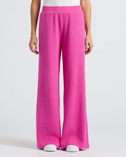 Womens Electric Fuchsia Waffle Long Sleeve Henley & Waffle Leg Pant 2-Pack
