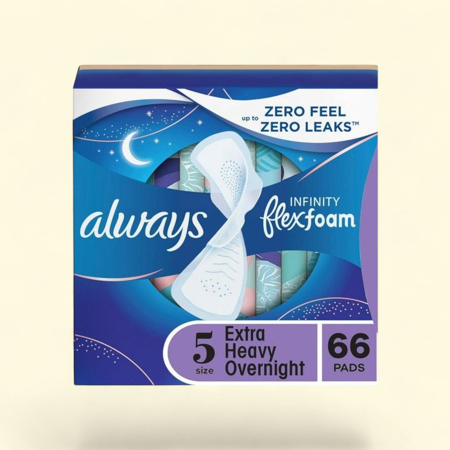 Always Infinity Extra Heavy Overnight Pads, Size 5, 66 ct