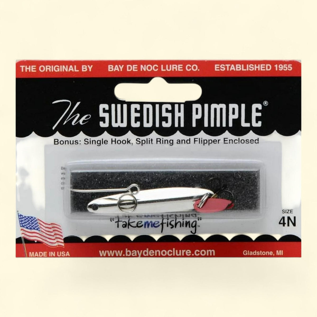 Bay de Noc Swedish Pimple Jigging Spoon, 1/4oz Nickel
