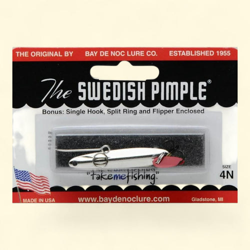 Bay de Noc Swedish Pimple Jigging Spoon, 1/4oz Nickel