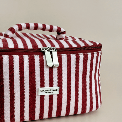 Travel Towel Vanity Case - Blushberry Scallop Stripes