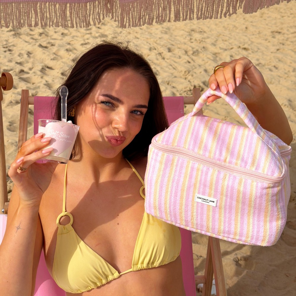 Travel Towel Vanity Case - Pastel Stripes