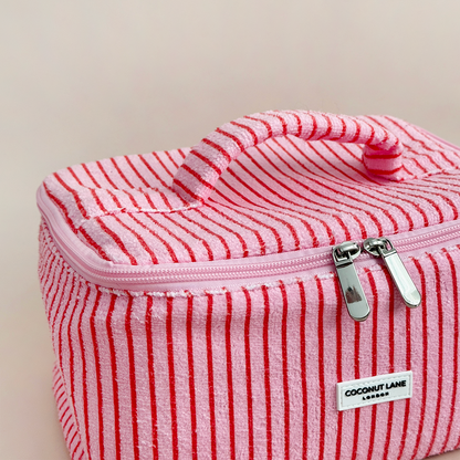 Travel Towel Vanity Case - Cherry Stripes