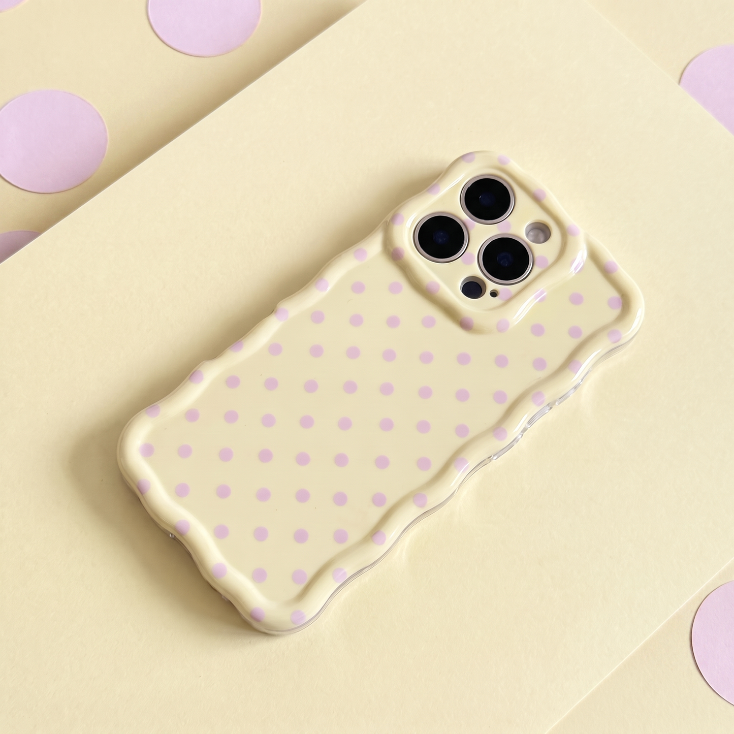 Wavy Phone Case - Butter Blush Polka Dot