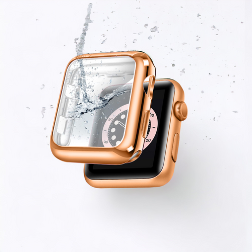 2-in-1 Metallic Apple Watch Case & Built-In Screen Protector - Rose Gold