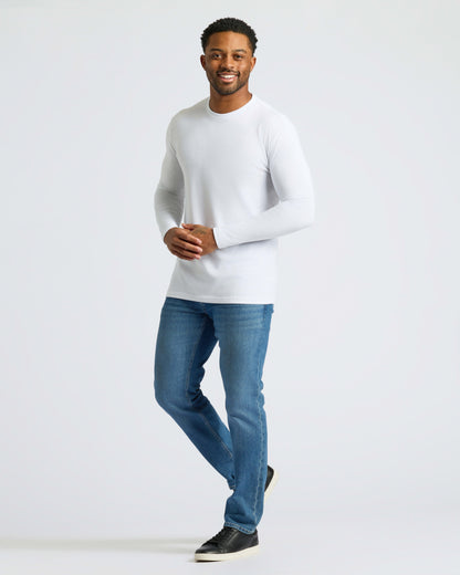 White Classic Long Sleeve Crew Neck 6-Pack