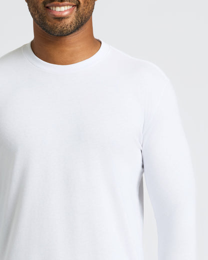 White Classic Long Sleeve Crew Neck 6-Pack