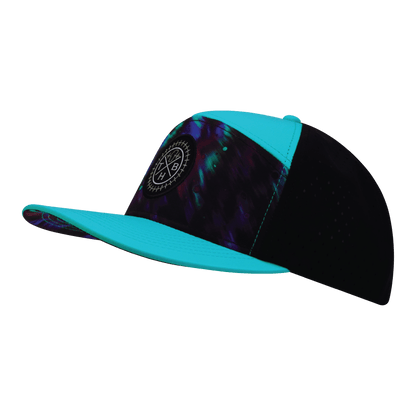 **ADULT** Color Vibes Hat - Flat Bill - Space Dust - Neon Green Blue / Black - Laser Mesh