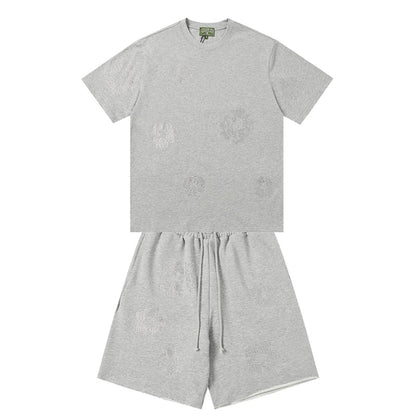 Denim Tears T-shirt & Shorts 2 Piece Set Rhinestones