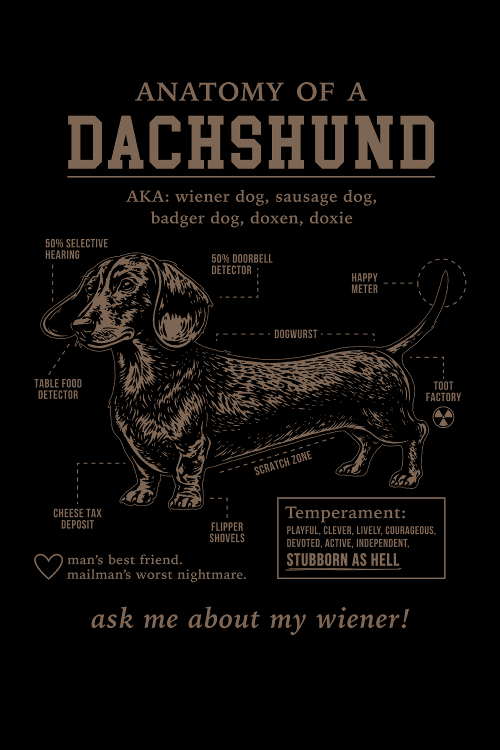 Dachshund Schematic - T-Shirt