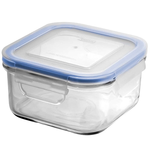 Glasslock Glass Food Storage Container 480ml Square|Freezer Safe Blue Seal