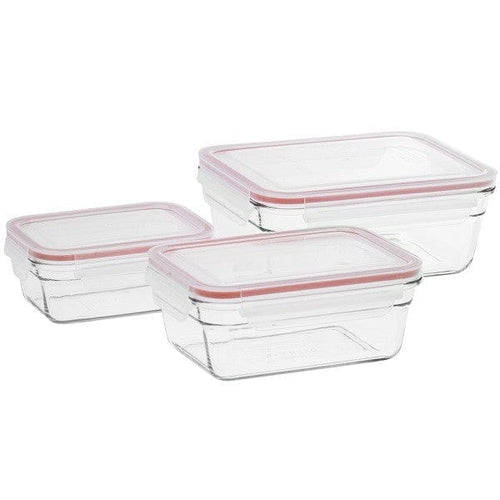 Glasslock Oven Safe Glass Food Containers Mixed Size - Set of 3 | Freezer, Oven & Air Fryer Safe