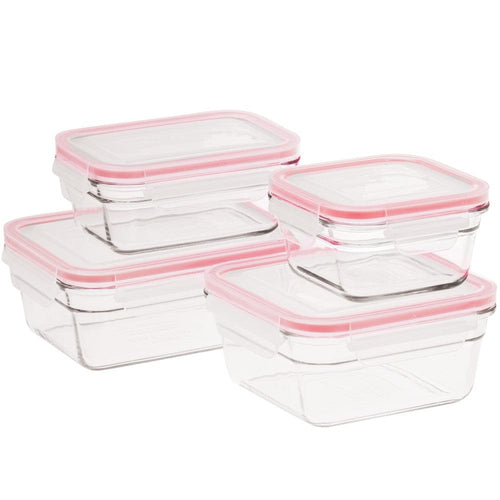 Glasslock Oven Safe Glass Food Containers Mixed Size - Set of 4 | Freezer, Oven & Air Fryer Safe
